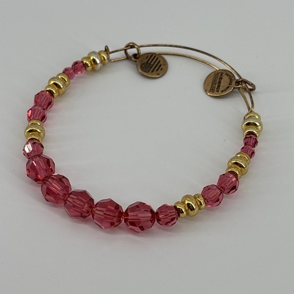 Alex and Ani Jewelry - Alex and Ani Swarovski Beaded Rouge Expandable Wire Bangle Bracelet Pink/Gold‎